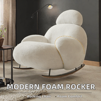 Fauteuil à bascule portable moderne avec coussin en mousse haute densité, fauteuil inclinable de loisirs en bois massif pour salon, chambre et appartement