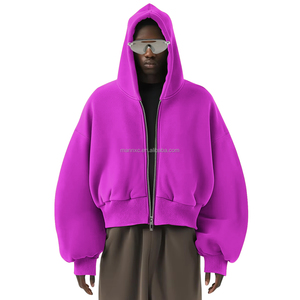 Áo hoodie nam cotton chất liệu French Terry dày dặn, dáng rộng, tay áo trễ vai, khóa kéo, kiểu dáng hộp, có thể tùy chỉnh, trọng lượng 400gsm, 500gsm, 600gsm - Product Image 6