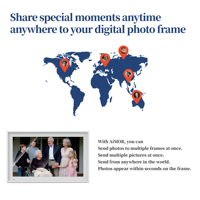 Cadre photo numérique avec calendrier, écran tactile WiFi, support MP3, 15,6 pouces Full HD IPS, en plastique ABS, à poser sur le bureau ou à fixer au mur