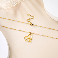 Joyería para Deportes, Ejercicio, Gimnasia, Aniversario, Collares con Cadena de Eslabones y Colgante de Acero Inoxidable Dorado, Sencillo, a la Moda
