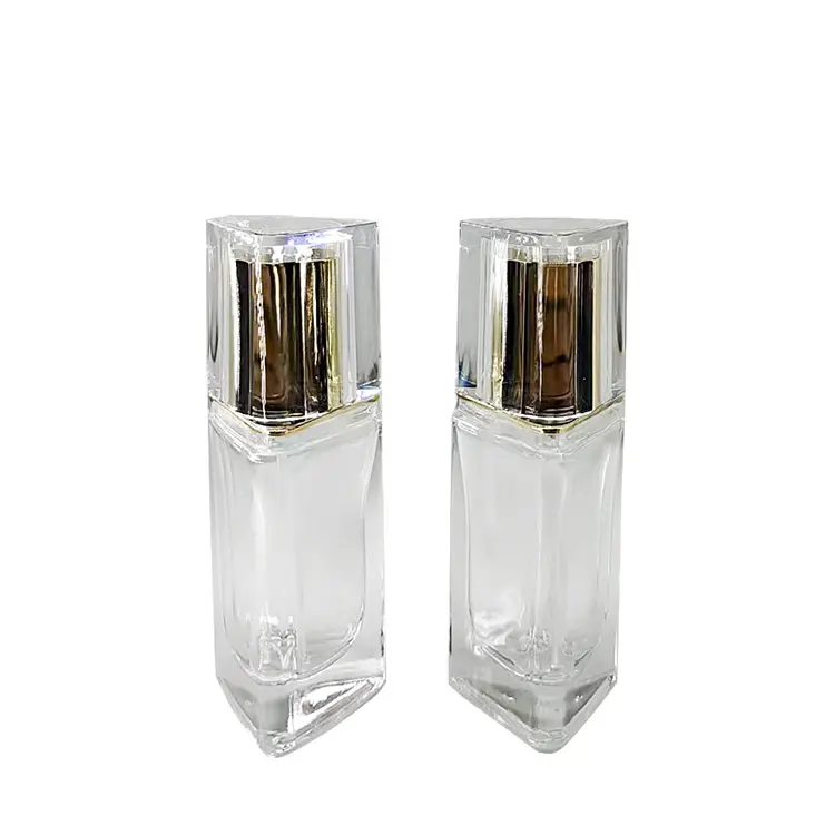 High-grade foundation bottle 30ml new triangle glass lotion bottle lotion pump