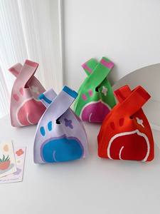 Bolsos de compras informales tejidos Bolsos de hombro de punto de manzana Bolsos de punto en stock - Product Image 2