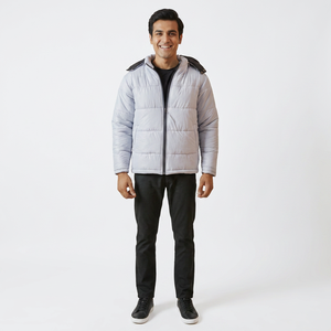 Veste d'hiver personnalisée pour hommes manteau à bulles épais en coton rembourré avec col à capuche et logo avant style High Street - Product Image 1