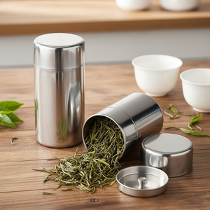 Airtight Double Lids <b>Spices</b> Storage Double Seal Stainless Steel Tea <b>Tin</b> Canister Can - Product Image 1