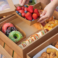 Vente en gros emballage personnalisé boîtes de restauration boîtes de pique-nique en papier kraft carton avec fenêtre plateaux de restauration