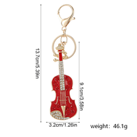 Porte-clés en métal en forme de guitare, symbole musical, vente en gros, coloré, créatif, personnalisé, pour sac, artisanat