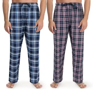 Pantaloni del pigiama con Logo classico personalizzato con stampa Logo da uomo pantaloni del pigiama Plaid blu viola pantaloni del pigiama di flanella da uomo