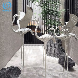 Sculptures de grue en acier inoxydable, art de la sculpture européenne et américaine, 790*1170*1390 mm, faites à la main, pour la décoration extérieure d'hôtels et de bureaux - Product Image 1