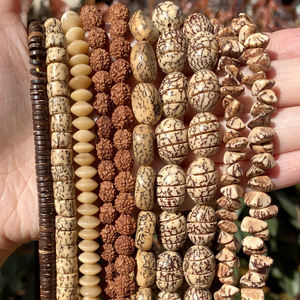 AsVrai U pierre naturelle irrégulière en bois Bodhi puces Oblate entretoise perles rondes en vrac pour la fabrication de bijoux accessoires de bricolage en gros - Product Image 1