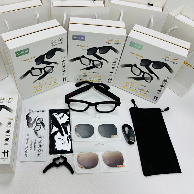 AIMB-G1 Intelligent BT AI Smart Glasses Dual Camera IPX-4 Waterproof 1080P Video Recording Real-time Translation AR Navigation