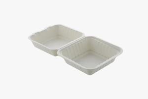 500g Paper-Based Biodegradable Bagasse Clamshell Box Compostable Sugarcane Fiber <b>Takeaway</b> <b>Container</b> <b>with</b> Hinged <b>Lid</b> - Product Image 2