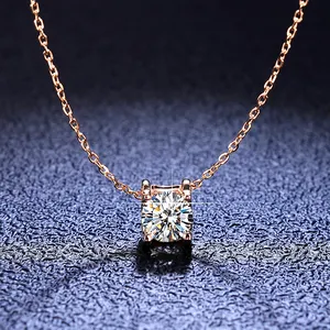 S925 Perak Kalung Moissanite Alami dengan Berlian Batu Permata Liontin untuk Wanita Mode Perak 925 Perhiasan Collare Mujer Liontin