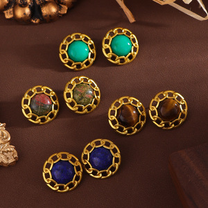 Pendientes de Piedra Natural Vintage para Mujer, Estilo Palacio, Chapados en Oro, Geométricos, Joyería Retro Boho 2026 - Product Image 1