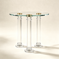 Table d'appoint ronde en cristal K9 style colonne romaine classique, table d'appoint élancée en verre, mobilier de luxe minimaliste moderne pour la maison et les mariages