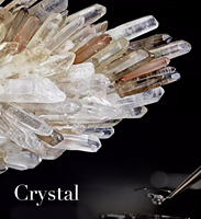 Ailes d'ange, lustre en cristal naturel de luxe créatif haut de gamme pour villa, décoration murale