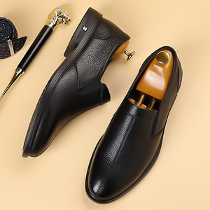Men's Genuine Leather Loafers Pointed Toe Slip-On Soft Rubber Sole All Seasons Business Casual Shoes - Product Image 3