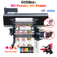 Mesin Printer Inkjet Uv DTF, besar 60cm A1 Xp600 I1600 3 kepala Gulung tanpa bubuk untuk kaus Jeans 3D efek bordir