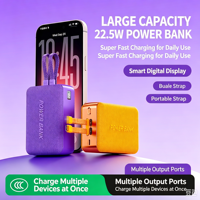 NOUVEAU Power Bank Mini Portable 20000 mAh avec Écran LED, Câble USB Type-C, Charge Rapide 10W, Boîtier en Tissu Tressé