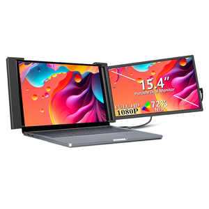 Ordinateur portable portable à <span class=keywords><strong>double</strong></span> écran de 15,4 pouces Full HD 1080P <span class=keywords><strong>avec</strong></span> panneau IPS noir <span class=keywords><strong>Mac</strong></span> Windows Écran étendu pour ordinateurs portables - Product Image 1