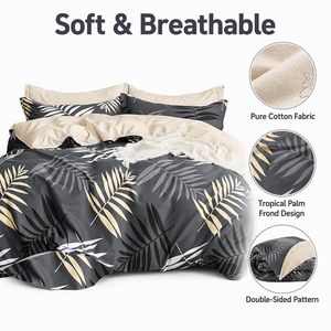 Juego de Ropa de Cama de Ratán para Dropshipping en la UE, 3 Piezas, Algodón Suave, Diseño Monstera y Palmera, Cubrecama, Envío desde Polonia para Resorts - Product Image 2