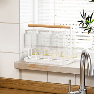 2022 नई डिजाइन संभाल रसोई डेस्कटॉप लकड़ी कॉफी 6 कप मग सुखाने धारक भंडारण रैक प्रदर्शन खड़े हो जाओ धारक रैक portavasos - Product Image 6