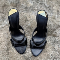 Sandal Stiletto Mules Seksi Model Open-Toe untuk Wanita, Fashion Musim Panas, Serbaguna, Hak Tinggi, Street Wear