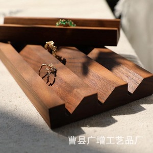 ถาดใส่เครื่องประดับไม้วอลนัทพร้อมช่องใส่หลายช่อง ที่เก็บต่างหู ชั้นวางแหวนไม้เนื้อแข็งสำหรับโต๊ะเครื่องแป้ง - Product Image 5