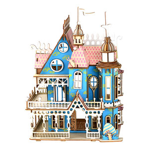 Puzzle 3D en bois Château de conte de fées Modèle d'assemblage fait main DIY Jouet éducatif Ornement Cadeau pour les enfants de 0 à 24 mois - Product Image 5
