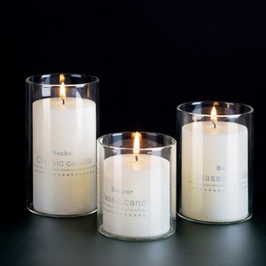 Portavelas de Vidrio Transparente, Cilindro, Tubo para Chimenea, Pantalla Abierta para Velas - Product Image 3