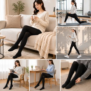 Collants <span class=keywords><strong>de</strong></span> compression pour femmes et hommes bout fermé <span class=keywords><strong>noir</strong></span> <span class=keywords><strong>opaque</strong></span> 20-30mmHg <span class=keywords><strong>bas</strong></span> <span class=keywords><strong>de</strong></span> compression gradués - Product Image 3