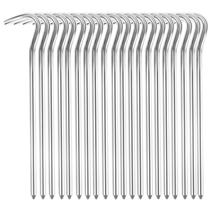 20 Piezas de Estacas de Aluminio de 18 cm, Resistentes y Antióxido, para <span class=keywords><strong>Camping</strong></span>, Jardinería, Pesca y Uso en Suelos Duros - Product Image 1