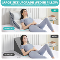 Post-OP Weiß-Grau 3-teiliges Verstellbares Gel-Memory-Foam Orthopädisches Bett-Sitzkissen 3-in-1 Neigungskissen-Set zum Schlafen