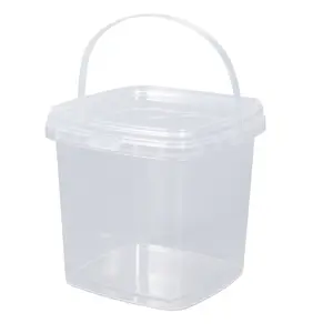 定制8L 10L透明白色方形透明包装食品级PP塑料桶带盖