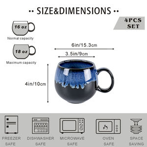 Taza de Porcelana Reactiva <span class=keywords><strong>UNICASA</strong></span> de 500 ml/17 oz con Logotipo Personalizado, Taza de Cerámica para Té, Leche y Café - Product Image 2