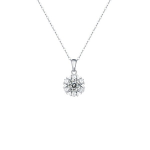 Moissanite Collane con ciondolo di diamanti da donna 1.0 CT 925 in argento Sterling collana con fiocco di neve D colore VVS1 con taglio rotondo gioielli - Product Image 3
