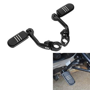 TCMT Universal Motorcycle 1.25" Highway Crash Bar Engine Guard Foldable Footpeg Long Angled Mount Clamp Metal Rubber for - Product Image 6