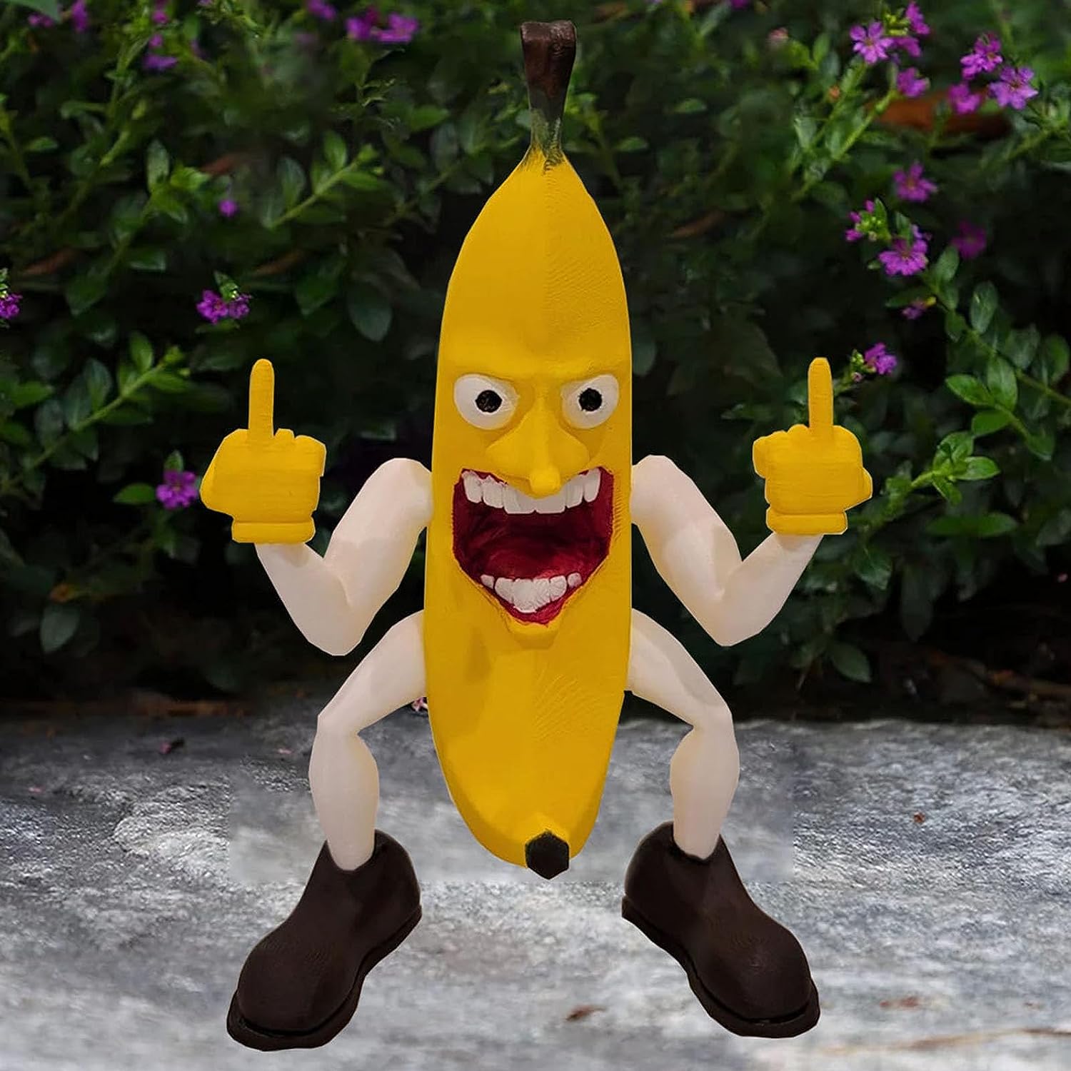 Crazy Middle Finger Banana Man Garden Statue Decor - Unique Funny