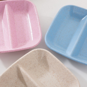 Creative Wheat Straw Seasoning Dish Square Divided Soy Sauce Vinegar Condiment Plate For Hotel Party Use - Product Image 4