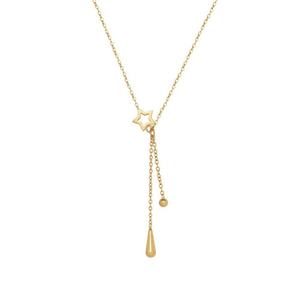 Collier Goutte d'Eau Géométrique Plaqué Or 18K Tendance pour Femme, Collier Étoile en Acier Inoxydable Simple et Élégant - Product Image 1