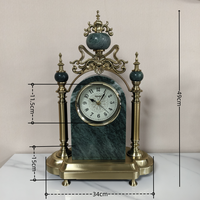Horloge de table vintage en marbre naturel et laiton, silencieuse, style européen classique, décoration de cheminée, horloge de bureau