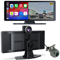 Écran Carplay portable sans fil pour voiture 10 pouces Carplay Android Auto Écran tactile de voiture avec 4K Dash Cam Caméra de recul Navigation