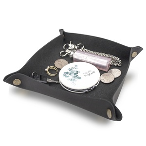 Boshiho Men's Dark Brown Crazy Horse Leather Valet Tray Eco-Friendly Bedside Storage Box Portable for Phone Coin Kitchen <b>Table</b> - Product Image 6