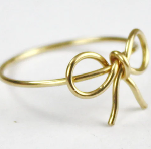 Anello con papillon in oro minimalista avvolto in filo avvolto in oro Dimentica Me anello con nodo con anello con nodo e promessa amicizia - Product Image 6