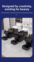 Fauteuil de Salon de Beauté Moderne et Durable, Semi-Inclinable, avec Bac à Shampooing en Cuir PVC Écologique et Lavabo en Céramique pour Salons de Coiffure et Instituts de Beauté