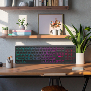 Kb660 Havit черная <span class=keywords><strong>Usb</strong></span> Проводная настольная клавиатура плоская тонкая 104 клавиши для ноутбука Tastatur клавиатура для офисного компьютера ПК ноутбука - Product Image 4