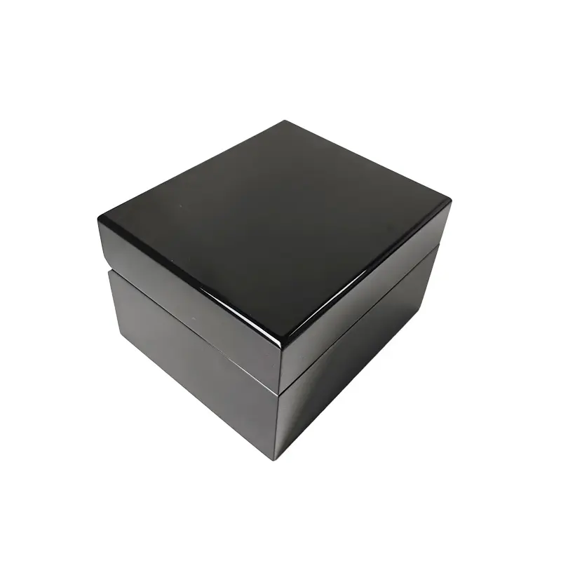 Высококачественная Роскошная Глянцевая Лаковая Черная Мужская деревянная коробка для хранения часов с подушкой из искусственной кожи