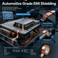 Ruban adhésif en feuille de cuivre de qualité automobile pour blindage EMI, mise à la terre de batteries BMS et pontage électrique pour systèmes ECU de véhicules à énergie nouvelle