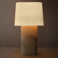 Lampe de table moderne minimaliste avec base en pierre et abat-jour en tissu, idéale pour chambre à coucher, chevet, salon, villa, hôtel, restaurant et projets.