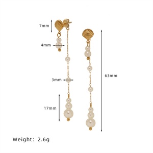 Pendientes de Perlas y Borlas de Acero Inoxidable Chapados en Oro, Hipoalergénicos, Estilo Vintage, para Mujer - Product Image 6