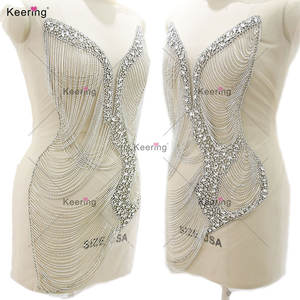Corsage de chaîne de corps sexy en <span class=keywords><strong>strass</strong></span> fait à la main avec pierre de cristal Applique <span class=keywords><strong>Corset</strong></span> personnalisé Corsage Robe Patch WDP-509 - Product Image 2